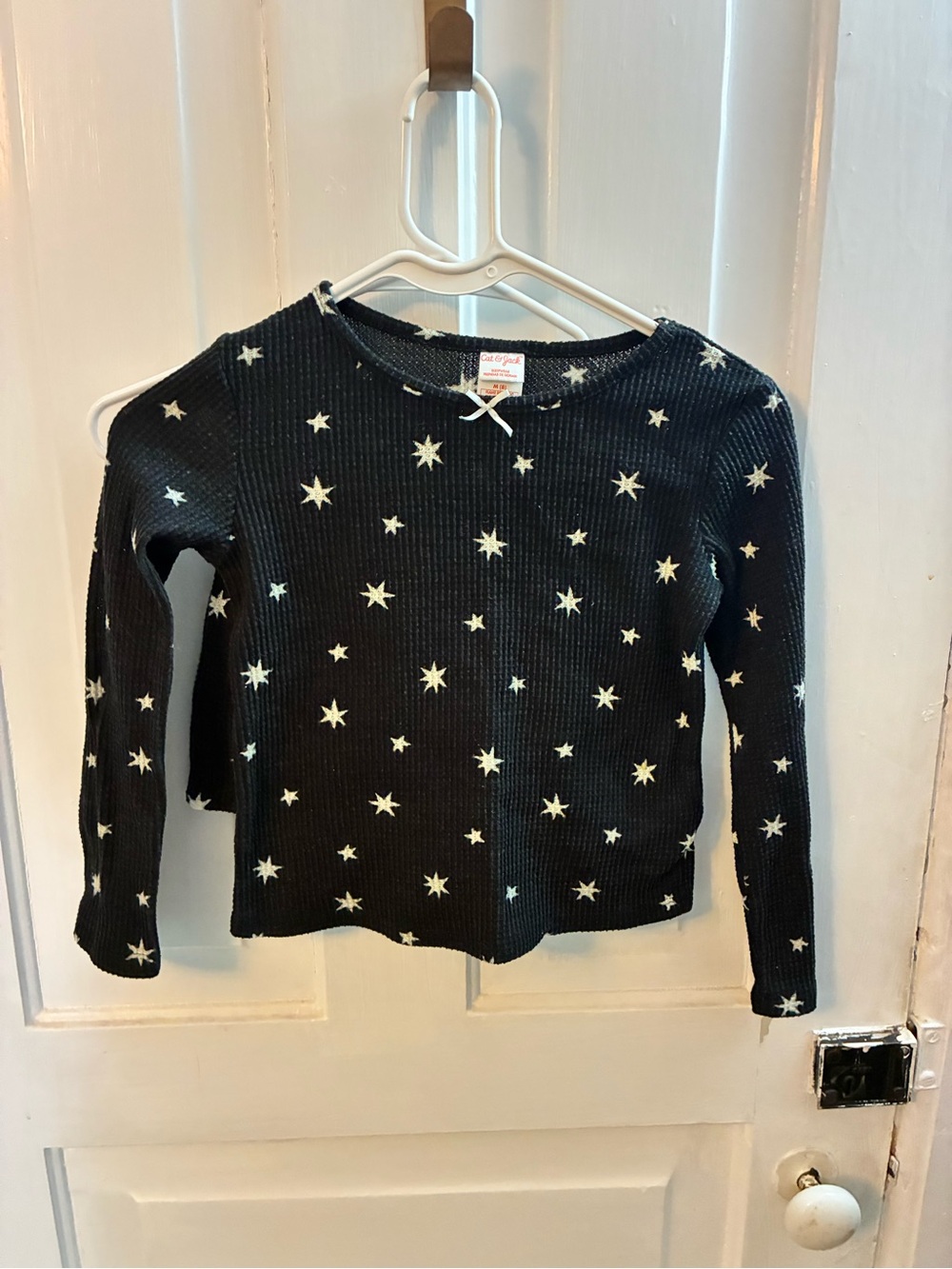Cat & Jack Black Long-Sleeve Star Print Top